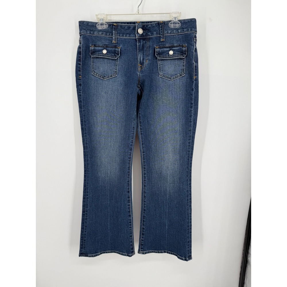 Gap Long & Lean Jeans Women 10P Blue Low Rise Stretch Bootcut Dark Wash Y2K